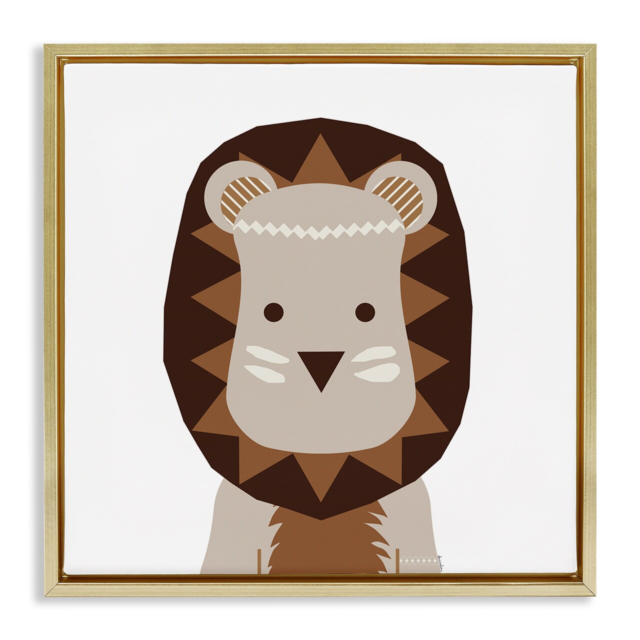 Stupell Industries Neutral Tone Lion Floater Framed Canvas Wall Art Design by Daniela Santiago